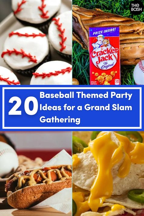 Step up to the plate and start planning the ultimate baseball themed party for Opening Day this spring! ⚾ Start with the Baseball Grand Slam party ideas here! 🎉  #thebash #baseballthemedparty #baseballpartyideas #baseballpartycenterpieces #baseballpartyfavors #baseballpartyfood #baseballpartydecorations #baseballpartyfoodideas #kidsparty #kidspartytheme #baseballwatchparty #sportsparty #sportstheme #sportsthemedparty #baseballseason #baseballpartyideas #badeballparty #baseballtheme #baseball Baseball Theme Party Games, Baseball Opening Day Ideas, Opening Day Baseball Ideas, Baseball Party Food Ideas, Baseball Themed Food, Baseball Pool Party, Baseball Party Food, Baseball Party Centerpieces, Baseball Food Party