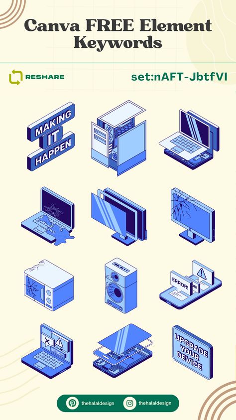 FREE CANVA ELEMENT Isometric Technology Illustration | set:nAFT-JbtfVI canvadicas #canvagifts🤞. Computer Elements Canva, Canva Elements Keyword Technology, Guidebook Design, Cute Powerpoint Templates, Element Art, Technology Illustration, Flat Color Palette, Pixel Font, Keyword Elements Canva