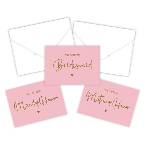 PRICES MAY VARY. Bridesmaid Invitation Cards: Each set contains 10 cards in total, includes 8 "Will You Be My Bridesmaid" card, 1 "Will You Be My Maid of Honor" card and 1 "Will You Be My Matron of Honor" card with matching envelopes. Personalized Customization : 4.1'' x 5.8'' folded, 5.8 x 8.3”unfolded, and each envelope measures approx 4 x 6 inches, offering plenty of space for your personalized sincere message. Modern Design For Everyone: not just bridesmaid, but also maid of honor and matron Bridesmaid Invitation Card, Bridesmaid Invitation, Bridesmaid Card, Matron Of Honor, Be My Bridesmaid Cards, Bridesmaid Proposal Cards, Matron Of Honour, Bridesmaid Cards, Will You Be My Bridesmaid