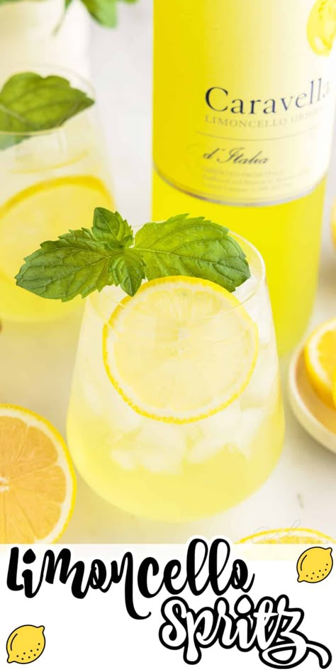 Enjoy this delicious limoncello spritz recipe at your next summer party or have it as a great after-dinner drink. The combination of limoncello pairs perfectly with sparkling wine, especially during warm weather. Summertime Alcoholic Drinks, Italy Dinner Party, Wine Punch Recipes, Sparkling Wine Drinks, Lemon Cello, Limoncello Drinks, Sparkling Water Drinks, Limoncello Cocktail, Spritz Cocktails