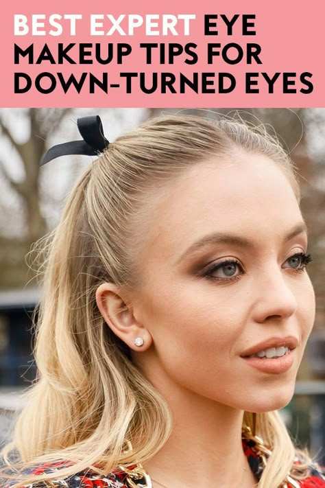 Droopy Eye Makeup, Hooded Eyes Makeup, Makeup For Round Eyes, Makeup For Downturned Eyes, Different Eye Shapes, Downturned Eyes, Doe Eye Makeup, Eye Makeup For Hooded Eyes, Makeup For Small Eyes