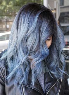 Blue Denim Hair, Denim Blue Hair, Denim Hair, Cold Colors, Beauty Parlour, Hair Color Pastel, Hair 2018, Ombré Hair, Have Inspiration