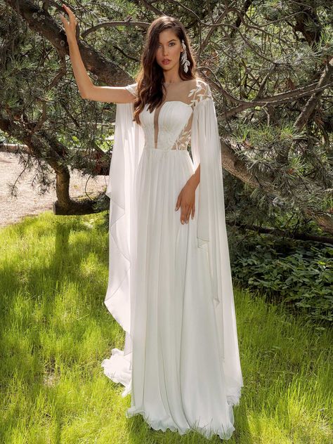 Greek Goddess White Dress, Wedding Dresses Greek Goddess, Greek Wedding Dress, Greek Style Wedding Dress, Elvish Wedding, Greek Wedding Dresses, Grecian Gown, Jeweled Wedding Dress, Cape Wedding Dress