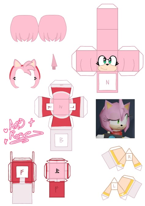 Sonic The Hedgehog Printables, Sonic Craft, Sonic Printable, Printable Characters, Crafts With Hot Glue, Boxing Hand Wraps, Amy The Hedgehog, Rouge The Bat, Doll Template