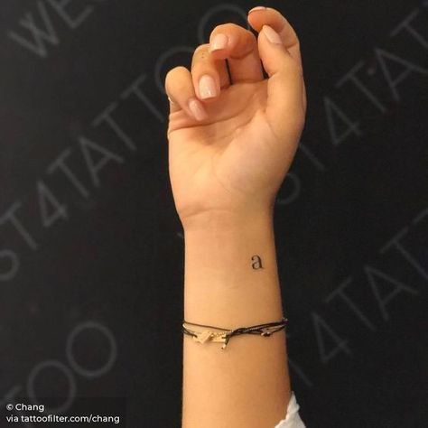 Tiny A Tattoo, Small Letter Tattoo, Tattoos For Baby Boy, Latin Script, Minimalist Lettering, Letter Tattoos, V Tattoo, Tiny Wrist Tattoos, Wrist Tattoos For Guys