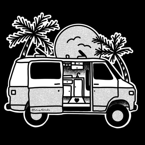 LEE on Instagram: “Vanlife at the beach. Link for Vanlife shirts in bio ❤️🚐 #Vanlife #homeiswhereyouparkit #nomadlife #beachlife #cheaprvliving #campervan…” Vanlife Illustration, Cheap Rv Living, Sticker Inspo, Vintage Vans, Van Life, Beach Life, Spreads, At The Beach, Snoopy