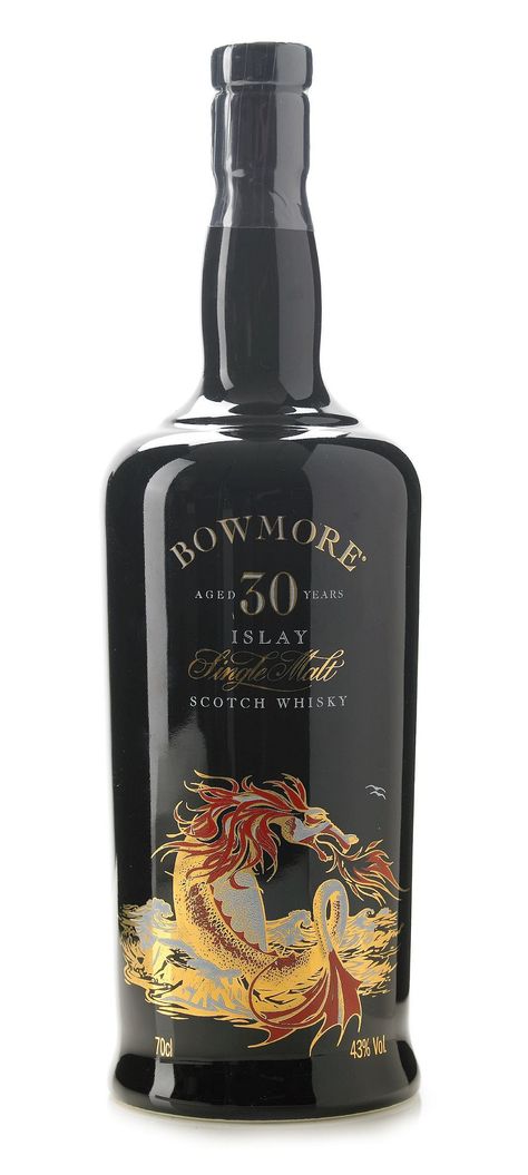 Bowmore 30 Years Old "Seadragon" Scotch Whisky | #whiskey #whisky Scottish Whiskey, Single Malt Whiskey, Whisky Bottle, Alcohol Bottles, Cigars And Whiskey, Sea Dragon, Scotch Whiskey, Single Malt Whisky, Malt Whisky