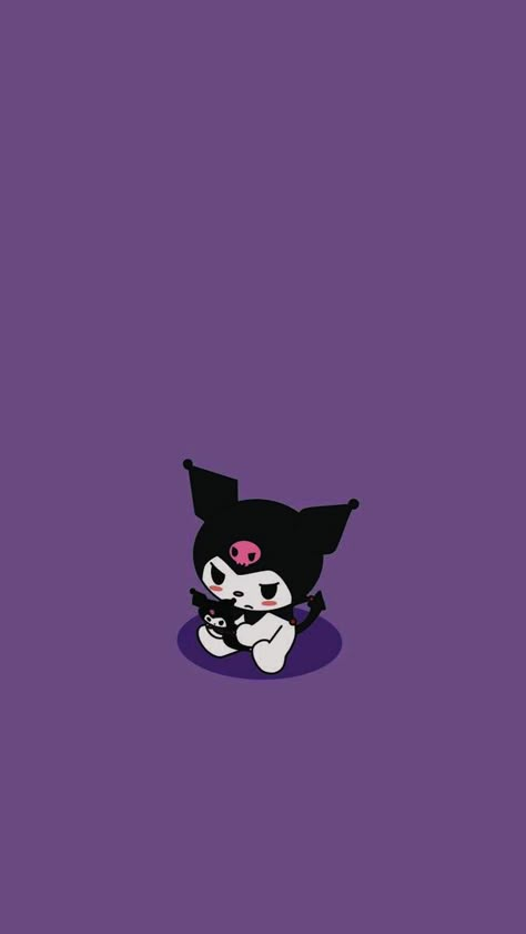 Kuromi On The Phone, Purple Wallpaper Iphone Lockscreen, Kuromi Cute Wallpaper, Kuromi Wallpaper Pink, Kuromi Lock Screen, Hello Kitty Kuromi Wallpaper, Purple Goth Wallpaper, Hello Kitty Purple Wallpapers, Kuromi Wallpaper Ipad