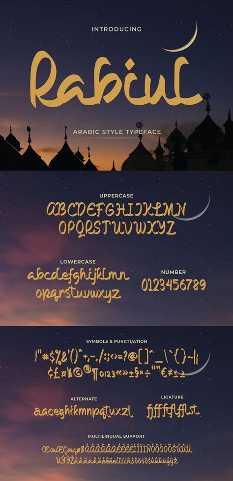 Rabiul Arabic Style Typeface Font Arabic Style Font, Arabic Desert, Font Arabic, Arabic Font, Arabic Style, Typeface Font, Punctuation, Lowercase A