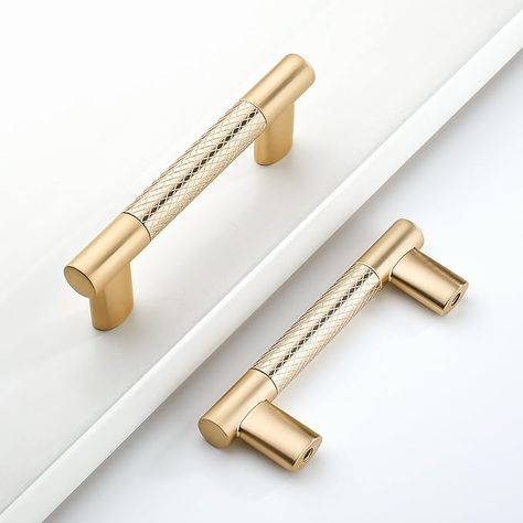 Coinkoly 10 Pack Gold 3 Inch(76mm) Hole Center Kitchen Cabinet Handles Knurled Cabinet Pulls Brush Brass Kitchen Drawer Pulls Finish 4" Hardware Dresser Handles Bathroom Cabinets Handles - Amazon.com Gold Drawer Pulls Kitchen, Bathroom Cabinet Handles, Cabinets Handles, Drawer Pulls Kitchen Cabinets, Kitchen Drawer Pulls, Dresser Handles, Brass Kitchen, Kitchen Drawer, Kitchen Cabinet Hardware