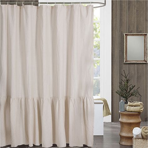 Bee & Willow Home Bee & Willow Ruffled Edge 72-Inch X 86-Inch Shower Curtain In Natural Linen - Transform your bathroom into a relaxing, spa-like retreat with the Ruffled Edge Shower Curtain from Bee & Willow. This shower curtain is crafted of a linen/cotton blend and features a soothing natural linen hue. Ruffled Shower Curtain, Curtain Bed, Extra Long Shower Curtain, Ruffle Shower Curtains, Farmhouse Shower Curtain, Long Shower Curtains, Shower Curtain Rods, Fabric Shower Curtains, Bathroom Shower Curtains