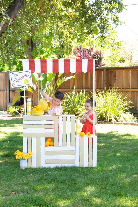 Make A Lemonade Stand, Kids Lemonade Stands, Diy Lemonade Stand, Kids Lemonade, Diy Lemonade, Beyond Paint, Play Market, Mason Jar Crafts Diy, Easy Activities