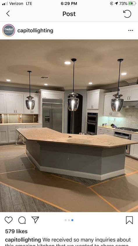 Rounded Corner Island, Corner Kitchen With Large Island, Kitchen Island Ideas Rounded Corners, Kitchen Island With Stove And Oven L Shaped, Corner Range Kitchen Layout U Shaped, Diagonal Kitchen Island, Angled Kitchen Island, Kitchen Island Remodel Ideas, Round Kitchen Island