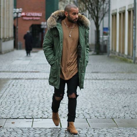 Green Parka Outfit, Outfit Ideas Male, Green Parka Jacket, Parka Outfit, Parka Men, Green Parka, Winter Attire, Winter Outfits Men, Man Style