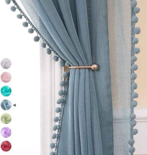 Kursi Ban, Voile Panels, Unique Curtains, Curtain Styles, Plain Curtains, Luxury Curtains, Voile Curtains, Living Room Decor Curtains, Blue Curtains