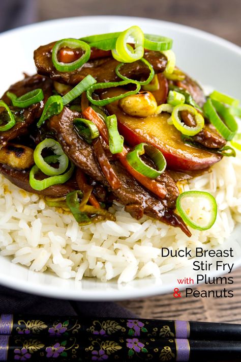 Duck Stir Fry, Quick Stir Fry Recipes, Plum Sauce Recipe, Plum Recipes, Duck Breast, Mapo Tofu, Stir Fry Recipe, Duck Recipes, Roast Dinner