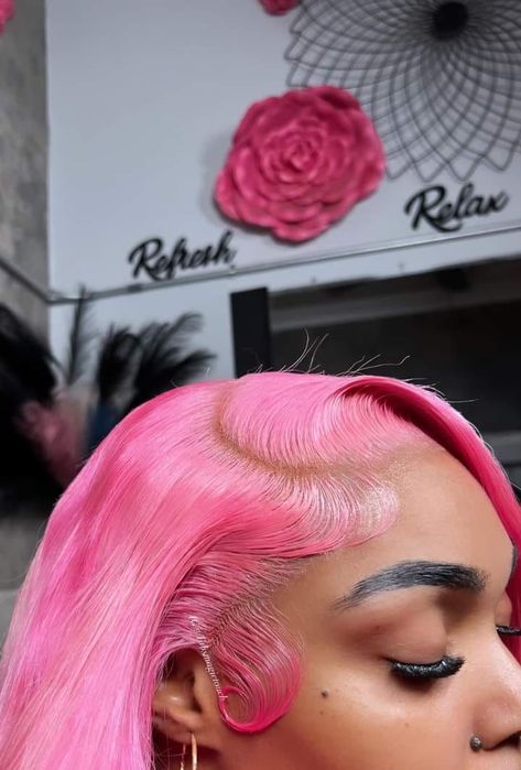 😍😍😍😍 A good Pink 🩷 Frontal wig install 🪄 Side part+ curls 🪄 Available on Big Discount 💵💲💰 . . . #explorepage #wiginstall #wig #BlackHistoryMonth #Aquarius #explore #hairtutorial #hair #pinkhair #hairstylist Pink Side Part Frontal, Pink Side Part Bob, 5x5 Lace Closure Wig, Aliexpress Hair, Frontal Wig Hairstyles, Pretty Braided Hairstyles, Hot Hair Styles, Lace Closure Wig, Front Lace Wigs Human Hair