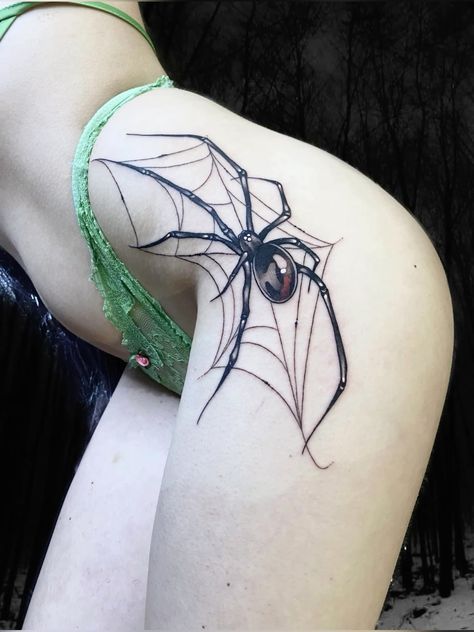 Bat And Spider Tattoo, Spider Tattoo Women, Leg Tattoo Ideas, Web Tattoo, Wicked Tattoos, Spider Tattoo, Tattoos For Black Skin, Weird Tattoos, Bad Tattoos