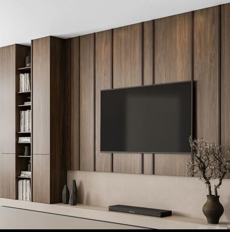 Tv Feature Wall, Wooden Tv Unit, Decor Cabinet, Tv Unit Design Modern, Wall Tv Unit, Tv Unit Furniture Design, Tv Area, Tv Walls, Tv Cabinet Design