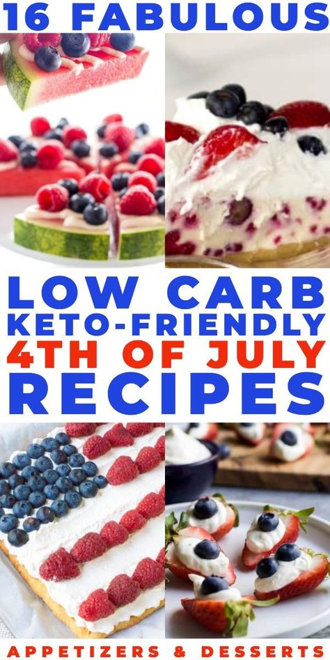 Gluten Free Party Food, 4th Of July Food, 4th Of July Recipes, Keto Holiday Recipes, Keto Appetizers, Keto Holiday, July Recipes, 4th Of July Desserts, Low Carb Appetizers