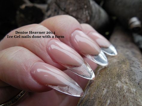 Ice Gel Nails done with a form Glass Nails Acrylic, Glass Nails Acrylic Clear, Ice Gel Nails, Drop Nails, Ice Nails, Sharp Claws, Ice Gel, Feather Nails, Gel Nails Diy