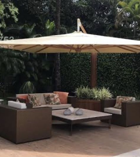 Garden Parasol Ideas Patio Umbrellas, Small Seating Area, Small Patio Decor, Outdoor Wood Projects, Big Backyard, Outdoor Deco, Garden Umbrella, Backyard Inspo, Outdoor Wood