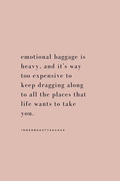 It’s downright exhausting when you’re not able to let shit go. The baggage is heavy, and it’s way too expensive to keep dragging along to all the places that life wants to take you. You feel ok on a conscious and intellectual level but it’s the repressed thoughts and emotions of the subconscious mind that’s weighing you down. Now tell me… when would be a good time to start releasing your emotional baggage & improving your mental health? Let’s talk. Quote on letting go & life. Weighing You Down Quotes, Its Time To Let Go, Letting Go Of Guilt, Life Feels Heavy Quotes, Life Is Heavy, Baggage Quotes Life, Stop Carrying Old Feelings Into New Experiences, Repressed Emotions Quotes, Letting Go Of Emotional Baggage