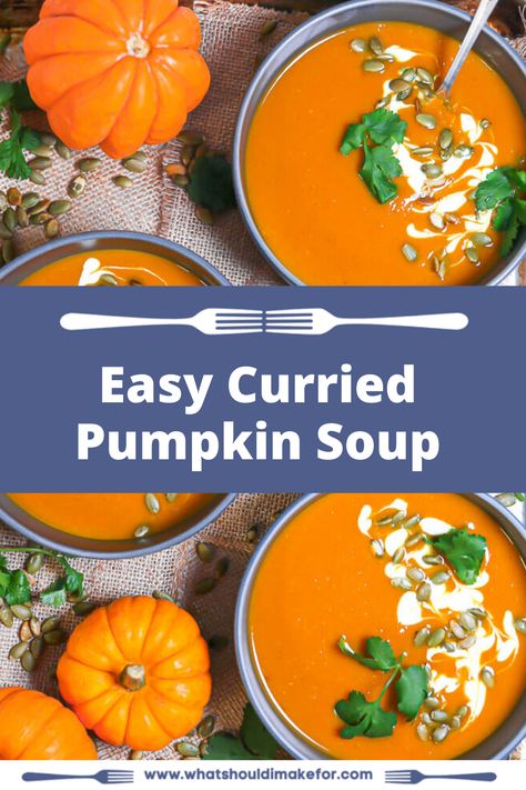 Warmly spiced and fall ready, this easy curried pumpkin soup will warm you from the inside out. Healthy Pumpkin Soup, Curried Pumpkin, Pumpkin Soup Healthy, Best Vegetable Recipes, Pumpkin Curry, Pumpkin Soup Recipe, Homemade Pumpkin Puree, Healthy Family Dinners, Vegetarian Main Dishes