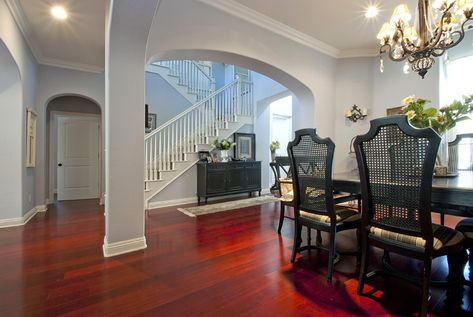 I can't get over these red wood floors Red Floor Living Room, Red Wood Floors Living Rooms, Red Wood Floors, Red Floors, Cherry Wood Floors, Cherry Floors, Painted Wood Floors, Living Room Wood Floor, Red Floor