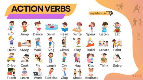 Animals Names In English, Birds Name, Verbs In English, Basic English Grammar Book, Teach English To Kids, Verbs List, English Grammar Book, Workout At Work, Action Verbs