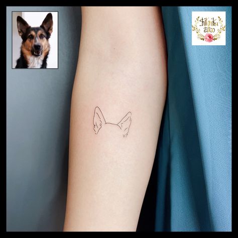 #dogtattoo #pettattoo #dogears #dogeartattoo Dog Ear Tattoo Outline, Dog Ears Tattoos, Dog Ear Tattoo, Ears Tattoo, Dog Ears, Dog Ear, Eye Tattoo, Dog Tattoo, Animal Tattoos