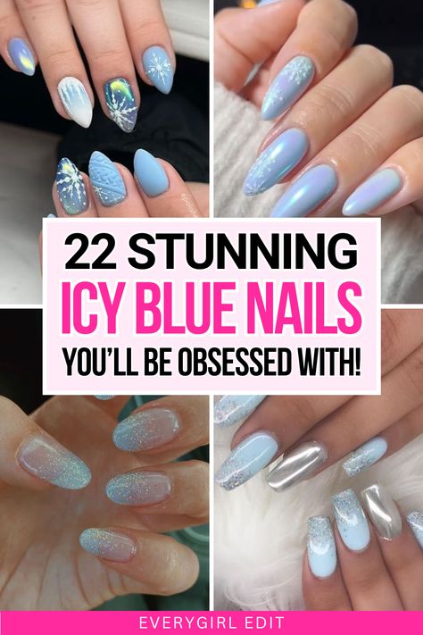 icy blue nails, icy blue nail designs, icy blue nail ideas, icy blue nail inspo, icy blue nails 2025, icy blue nail designs 2025. Ice Blue Nails Designs, Ombre Winter Nails Sparkle, Almond Winter Nails Blue, Gel Polish Real Nails, Blue Chrome And Glitter Nails, Blue Zircon Nails, Light Blue And Pearl Nails, Blue Christmas Nails Winter Snowflake Designs White, Winter Blue Almond Nails