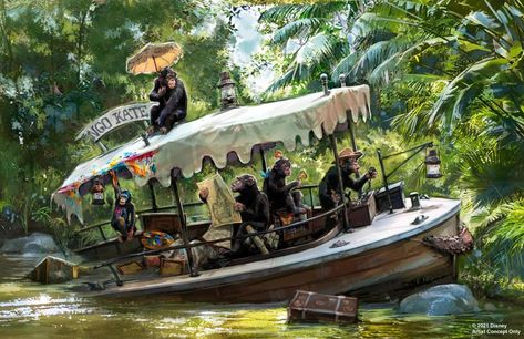 Disney Parque, Disneyland Attractions, Walt Disney Imagineering, Disney World Rides, Jungle Cruise, Disney Imagineering, Splash Mountain, Disney Concept Art, Disneyland Park