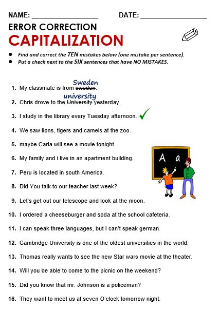 Picture Capitalization Worksheets, Point Tattoo, Capitalization Rules, Proper Nouns Worksheet, Punctuation Worksheets, Grammar Errors, Nouns Worksheet, English Grammar Worksheets, Grammar And Punctuation