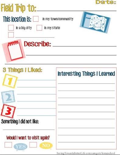 FREE Homeschool Field Trip Log (Elementary-Middle School) - Saving Toward A Better Life Field Trip Log Free Printable, Field Trip Journal Free Printable, Homeschool Field Trip Log, Homeschool Portfolio Printables Free, Fieldtrip School, Field Trip Journal, Drawing Chicano, Homeschool Portfolio, Cool Disney