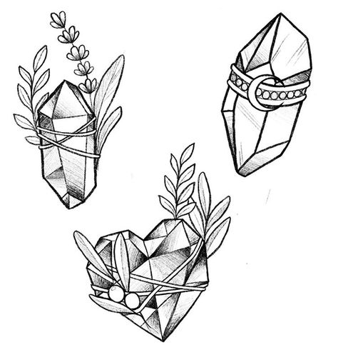 Crystal Sketch Drawings, Crystals Tattoo Design, Witchy Crystal Tattoo, Crystal Flash Tattoo, Crystal Line Art, Cristal Drawing, Witchy Drawings Art, Small Crystal Tattoo, Crystals Tattoo Ideas