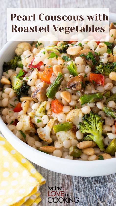 Couscous With Roasted Vegetables, Recipe Couscous, Pearl Couscous Recipes, Roasted Vegetables Recipe, Pearl Couscous Salad, Pantry Recipe, Fridge Pantry, Vegetable Couscous, Pearl Couscous