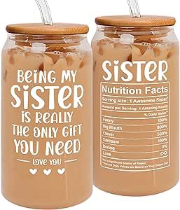 Gifts for Sister - Sister Gifts from Sister, Brother - Birthday Gifts for Sister, Sister Birthday Gifts from Sister - Funny Gifts for Sister - Mothers Day Gifts for Sister - 20 Oz Can Glass Sister Birthday Gifts, Funny Sister Gifts, Sister Funny, Funny Sister, Birthday Gifts For Brother, Drinking Jars, Christmas Gifts For Sister, Sister Christmas, Sister Sister