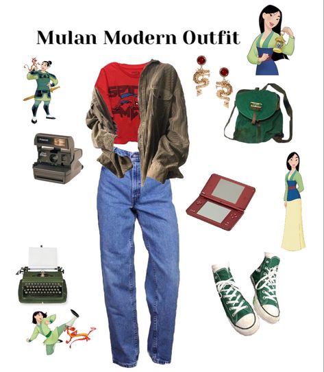 Mulan Disney Outfit, Mulan Aesthetic Outfit, Modern Mulan Outfit, Mulan Modern Outfit, Mulan Outfit Ideas, Senior Trip Outfits, Mulan Outfit, Disney Character Outfits, Disney Wear