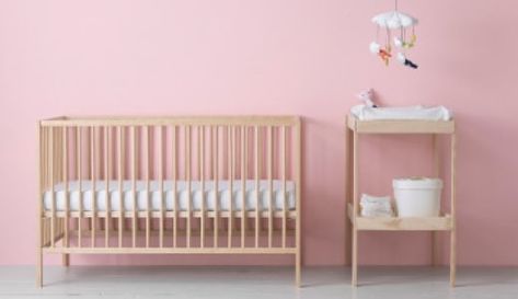 Ikea Crib, Nordic Nursery, Ikea Australia, Changing Tables, Ikea Catalog, Scandinavian Nursery, Ikea Home, Sleeping Pads, Bed Base