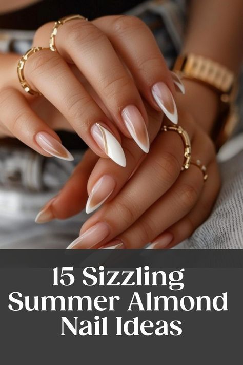 Fun Summer Nails Acrylic Almond, Color Almond Nails, Party Nail Ideas, Nude Nail Design, Natural Looking Acrylic Nails, Almond Nails Designs Summer, Summer Almond Nails, Foil Nail Designs, Almond Shaped Nails Designs