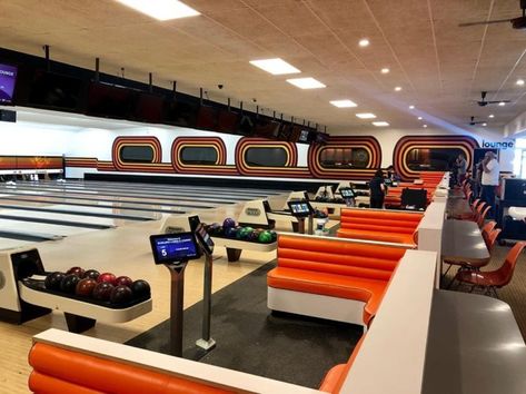 Bowling Alley Aesthetic, Bowling Alley Design, Retro Bowling Alley, Date Bucket List, Alley Design, Vintage Bowling Alley, Teen Club, Alley Ideas, Lightning Images