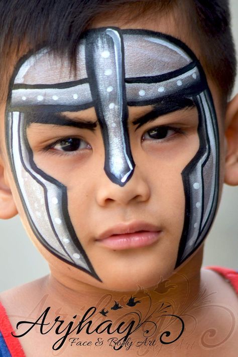 Knight face paint AriJay Prince Face Paint, Ren Faire Face Paint, Medieval Face Paint Ideas, Knight Face Paint, Christian Face Paint, Christian Face Painting, Face Painting Boys, Boys Face Paint, Boy Face Paint