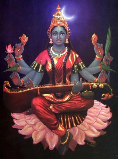 Related image Saraswati Devi, Saraswati Goddess, Shakti Goddess, Durga Images, Indian Goddess, Kali Goddess, Goddess Artwork, Hindu Mythology, Goddess Art