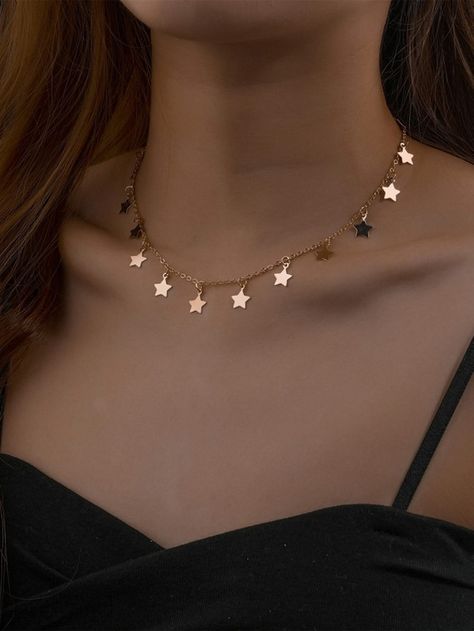 Tiny Star Necklace, Letter Charm Necklace, Metal Pendant Necklace, Pretty Jewelry Necklaces, Star Necklace Silver, Star Necklace Gold, Star Pendant Necklace, Fancy Jewelry, Girly Jewelry