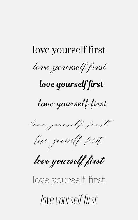 Love Yourself First Spine Tattoo, Tattoo For Loving Yourself, Love Your Self First Tattoo, Fall In Love With Yourself First Tattoo, First Love Yourself Tattoo, Love Yourself Font, Put Yourself First Tattoo, Love Yourself First Tattoo Fonts, Love Yourself Tatuaje