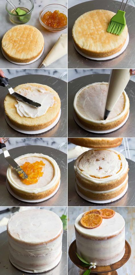 Orange Cake Filling, Orange Marmalade Cake, Orange Cake Decoration, Marmalade Cake, Desert Inspiration, Frosting Ideas, Bakery Cupcakes, Vegan Wedding Cake, Orange Jam