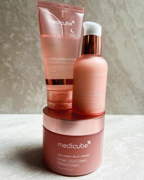 ✨ Ready for a radiant transformation? ✨ Dive into the ultimate nighttime skincare routine with @medicube_global! 🌙 🌟 Collagen Night Wrapping Mask: Wake up to firmer, smoother skin. This mask locks in moisture and delivers deep hydration while you sleep. 💧 Triple Collagen Serum: Infused with three types of collagen, this serum penetrates deep into the skin, boosting elasticity and plumping up fine lines. 🍧 Collagen Jelly Cream: Finish your routine with this lightweight yet deeply nourish... Skin Care Line, Collagen Products, Luxury Skin Care, Medicube Skin Care, Collagen Night Wrapping Mask, Medicube Collagen Night Wrapping Mask, Collagen Skin Care, Night Time Skin Care Routine, Good Skin Tips