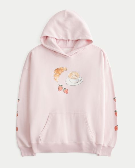 Women's Oversized Café Graphic Hoodie | Women's Tops | HollisterCo.com Cheap Oversized Brown Hoodie, Cream Oversized Cozy Hoodie, Cozy Oversized Beige Hoodie, Hollister Feel Good Cozy Hoodie, Hollister Sweatshirt, Latest Fashion Trend, Hollister Hoodie, Hoodie Women, Large Sweaters