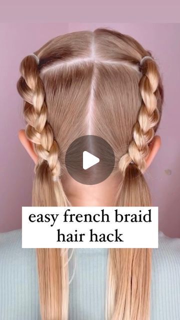 Toddler French Braid, Easy French Braid, Hair Hack, Toddler Hairstyles, Braid Inspiration, French Braid Hairstyles, Two Braids, Braid Hair, Braids For Kids